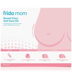 Frida Mom kit d'autosoins pour les seins - masseur de lactation 2-en-1, chauffe-seins à chaleur instantanée, masque pour l'hydratation des seins, masque pour l'allaitement - Ensemble de 9 pièces