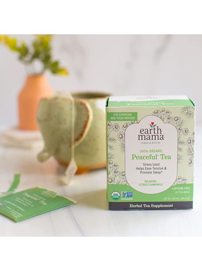 Earth Mama Organic Peaceful Tea Bags for Pregnancy and Beyond, Stress Less, 16 Count
